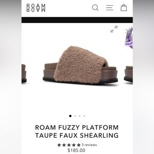 NIB roam fuzzy shearling platform slides taupe - 10